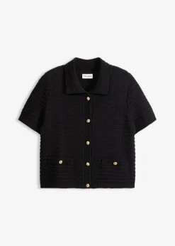 bonprix bonprix Jerséis|Ropa De Punto>Chaqueta de punto con botones decorativos Negro
