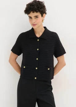 bonprix bonprix Jerséis|Ropa De Punto>Chaqueta de punto con botones decorativos Negro