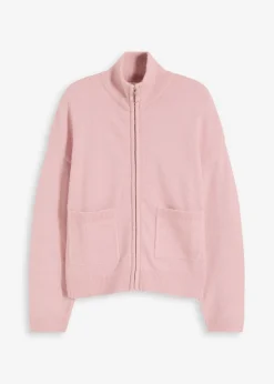 bonprix bonprix Jerséis|Ropa De Punto>Chaqueta de punto con cremallera Rosa ceniza