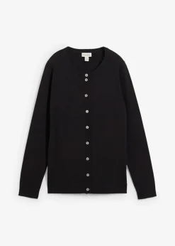 bonprix bonprix Básicos|Jerséis>Chaqueta de punto con cuello redondo Negro