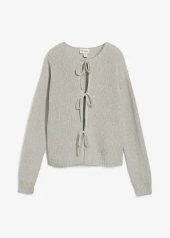 bonprix bonprix Jerséis|Ropa De Punto>Chaqueta de punto con detalle de lazo Gris claro jaspeado