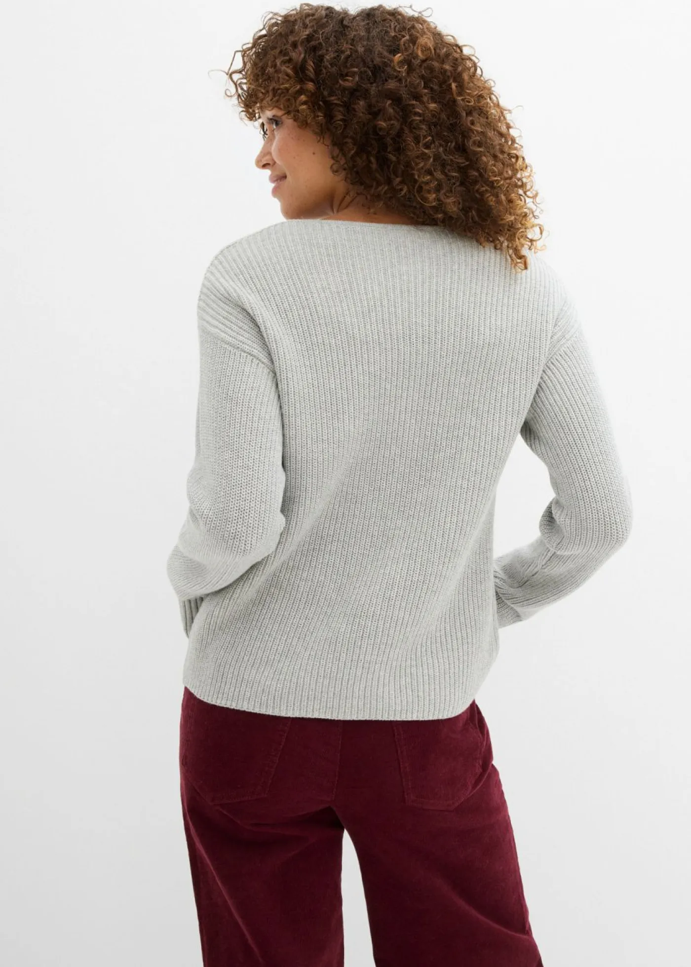 bonprix bonprix Jerséis|Ropa De Punto>Chaqueta de punto con detalle de lazo Gris claro jaspeado