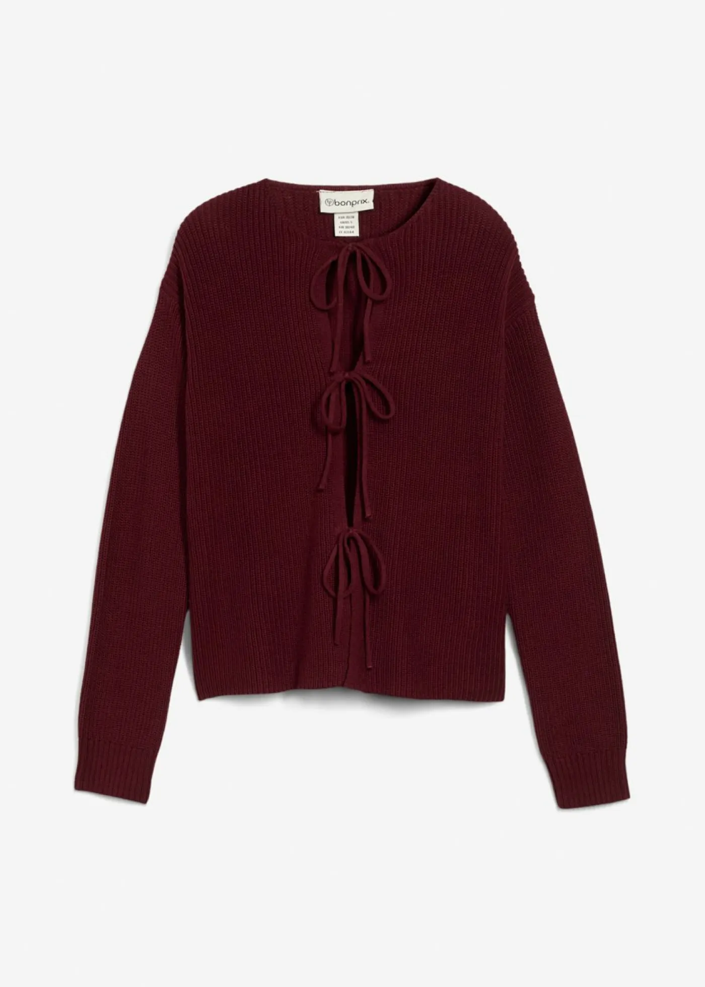 bonprix bonprix Jerséis|Ropa De Punto>Chaqueta de punto con detalle de lazo mora oscuro