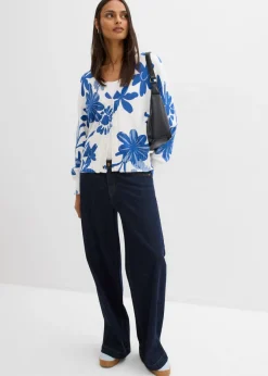 Mujer bonprix bonprix Chaqueta de punto con estampado de flores