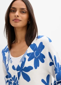 Mujer bonprix bonprix Chaqueta de punto con estampado de flores