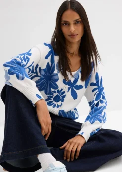 Mujer bonprix bonprix Chaqueta de punto con estampado de flores