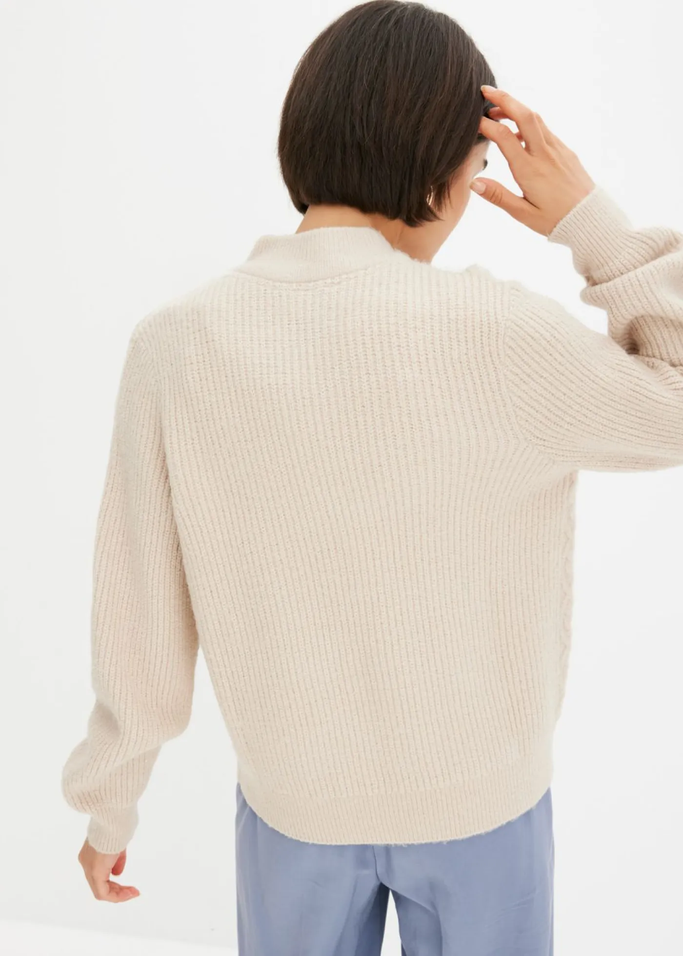 bonprix bonprix Jerséis|Ropa De Punto>Chaqueta de punto con patrón trenzado Beige jaspeado