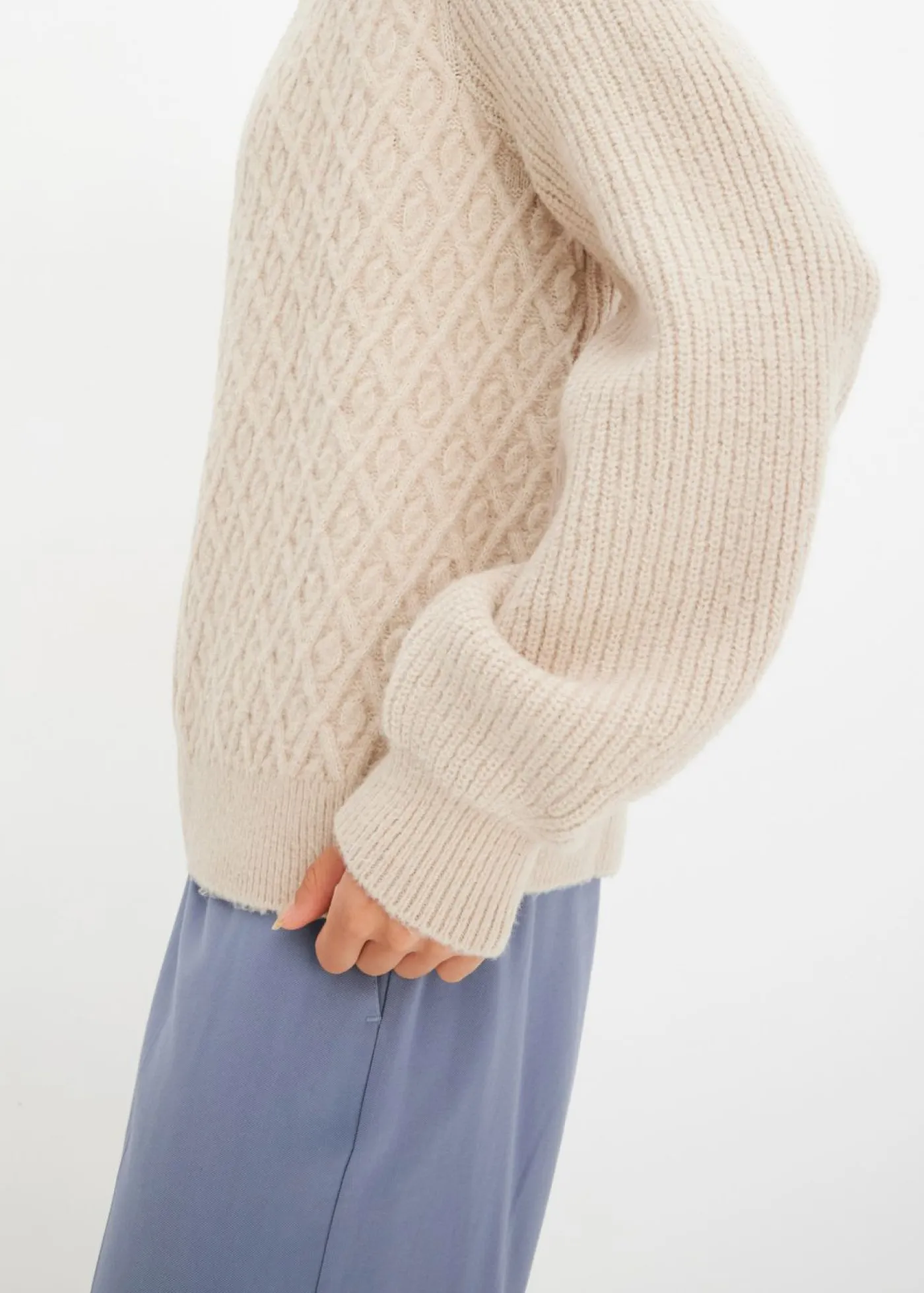 bonprix bonprix Jerséis|Ropa De Punto>Chaqueta de punto con patrón trenzado Beige jaspeado