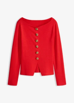 Mujer bonprix bonprix Chaqueta de punto con peplum y botones decorativos