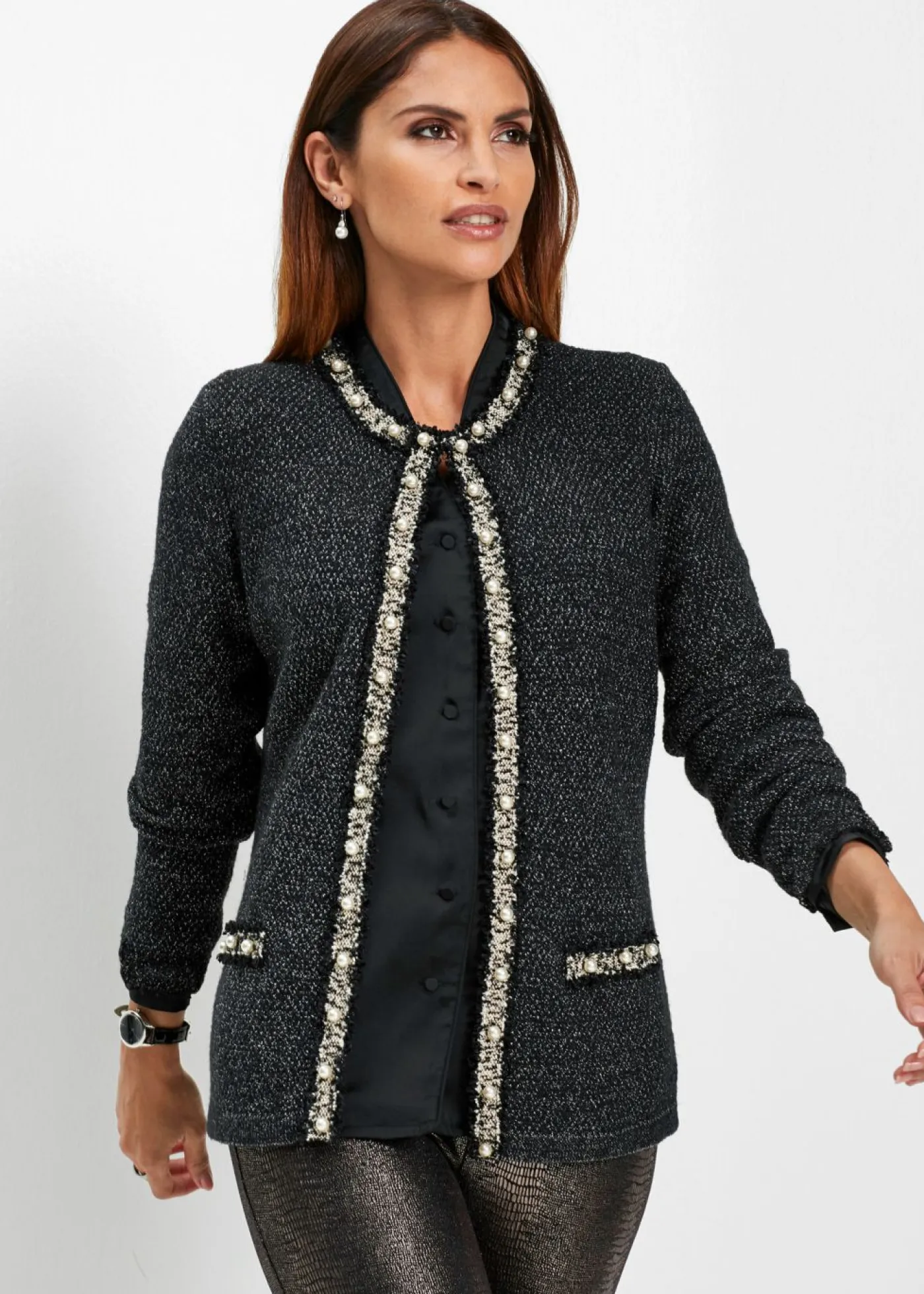 Mujer bonprix bonprix Chaqueta de punto con perlas