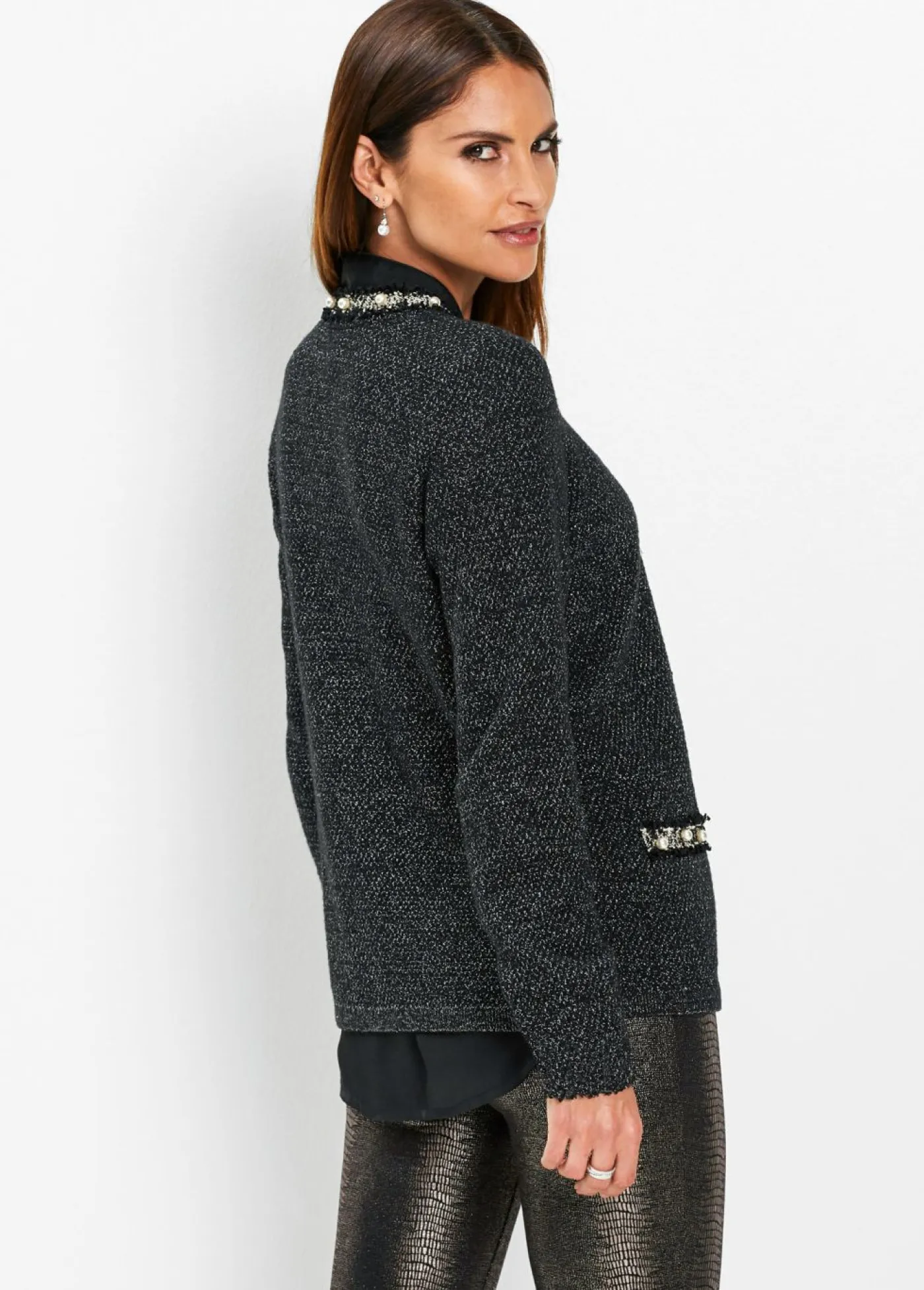 Mujer bonprix bonprix Chaqueta de punto con perlas