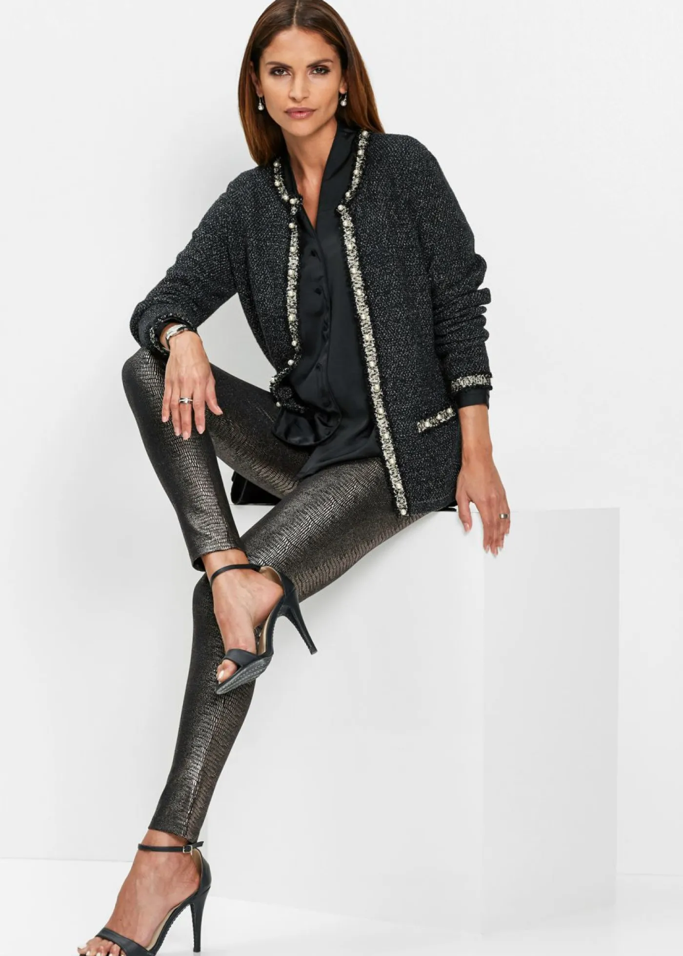 Mujer bonprix bonprix Chaqueta de punto con perlas