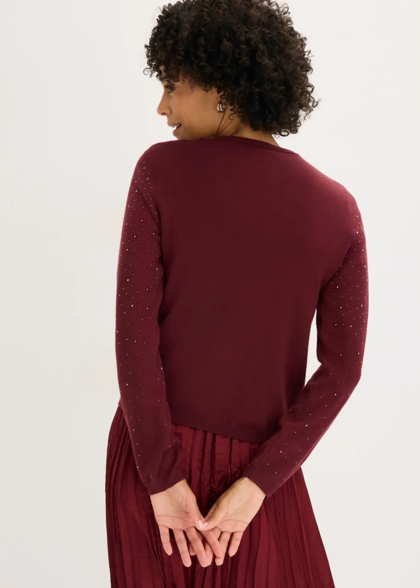 Mujer bonprix bonprix Chaqueta de punto con piedras brillantes