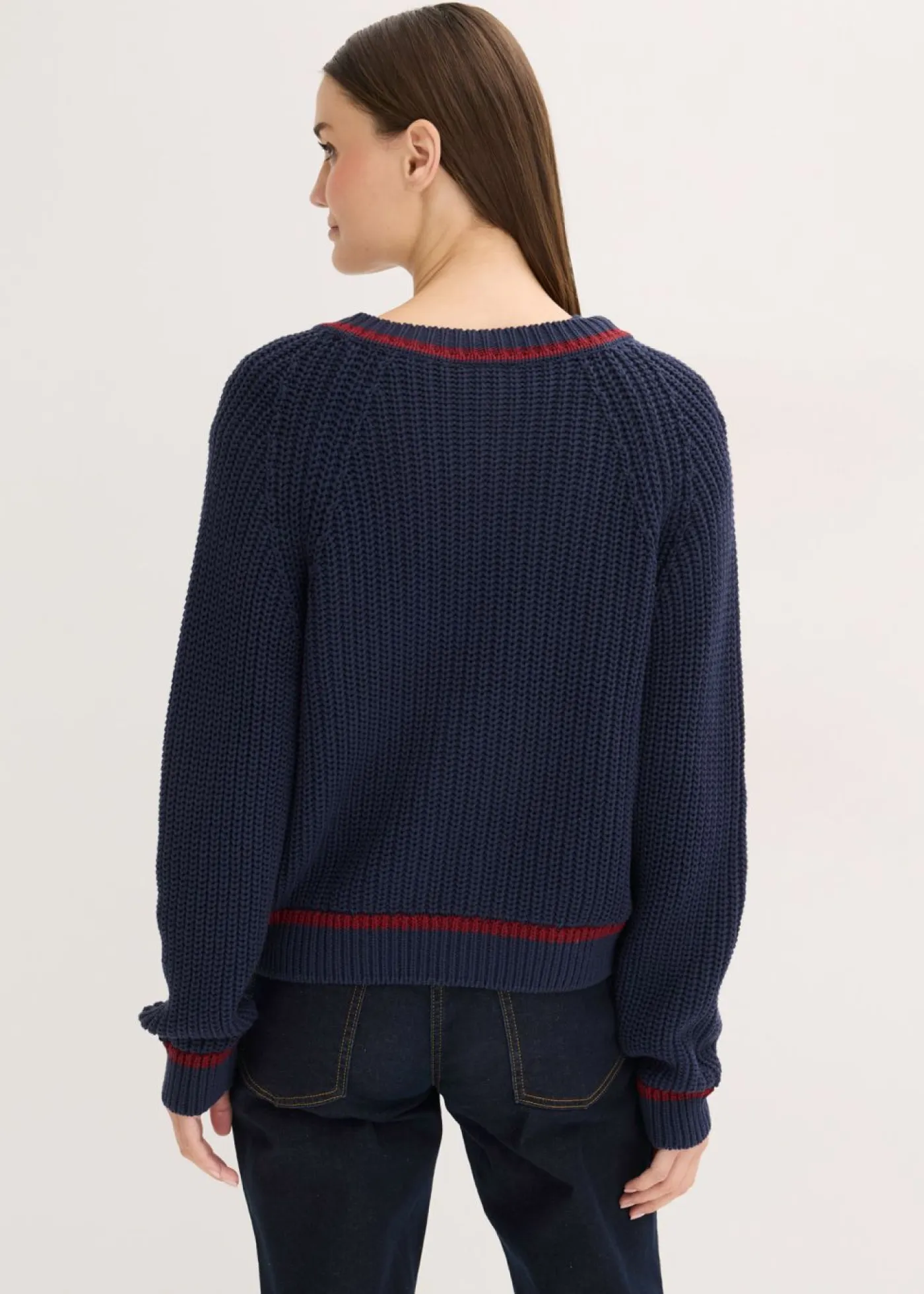 Mujer bonprix bonprix Chaqueta de punto con rayas en contraste