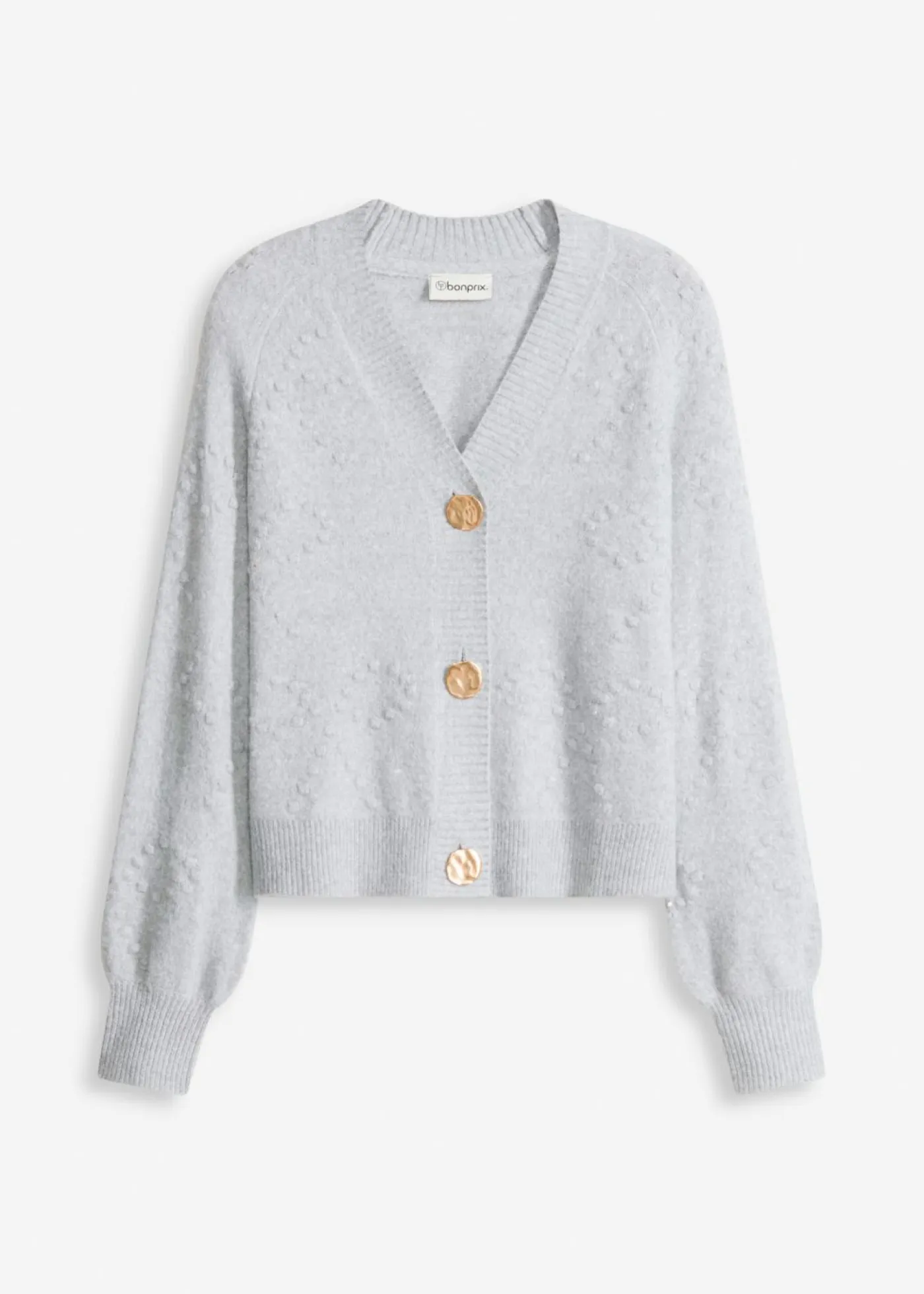 bonprix bonprix Jerséis|Ropa De Punto>Chaqueta de punto con textura gris claro jaspeado moteado