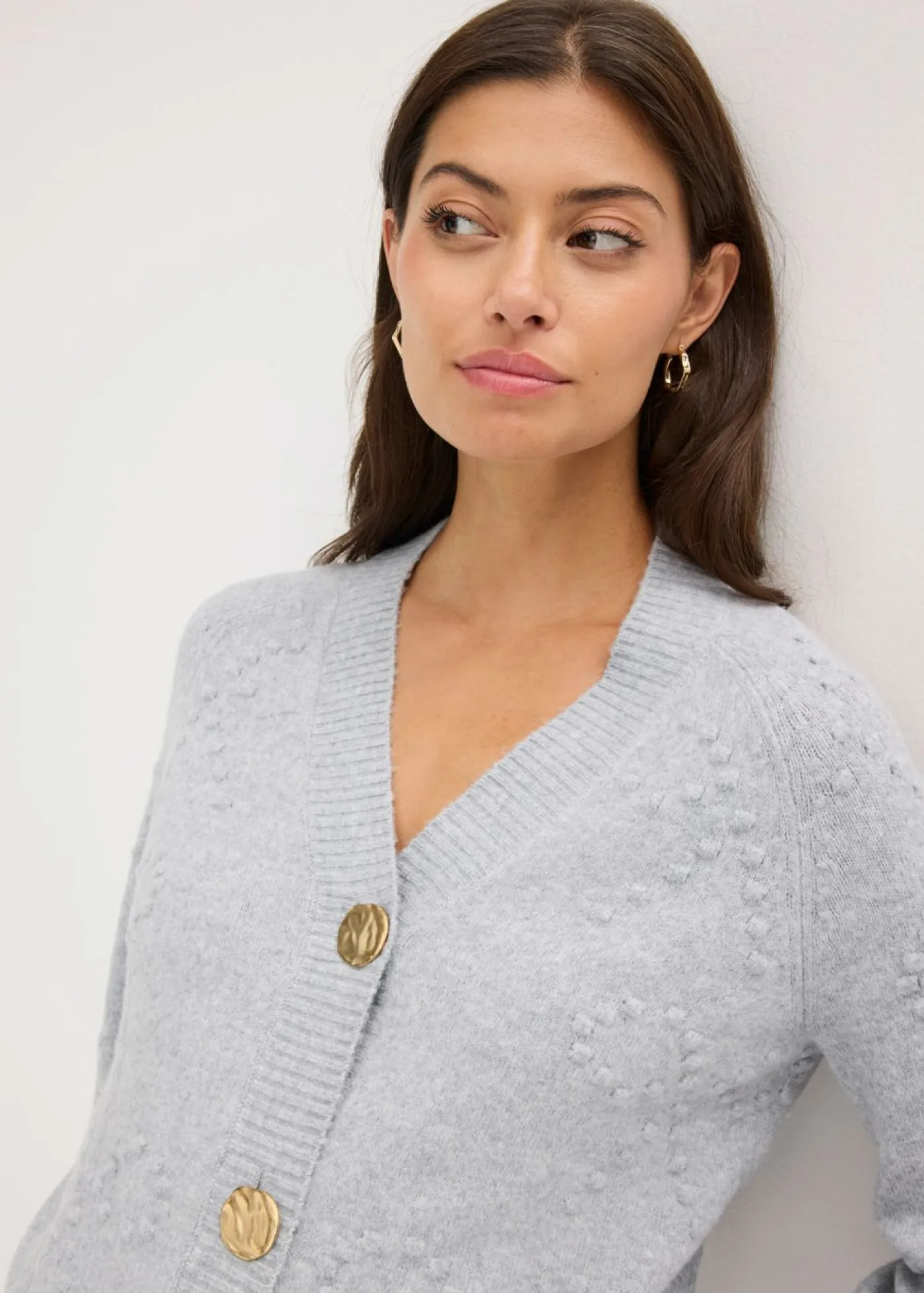 bonprix bonprix Jerséis|Ropa De Punto>Chaqueta de punto con textura gris claro jaspeado moteado