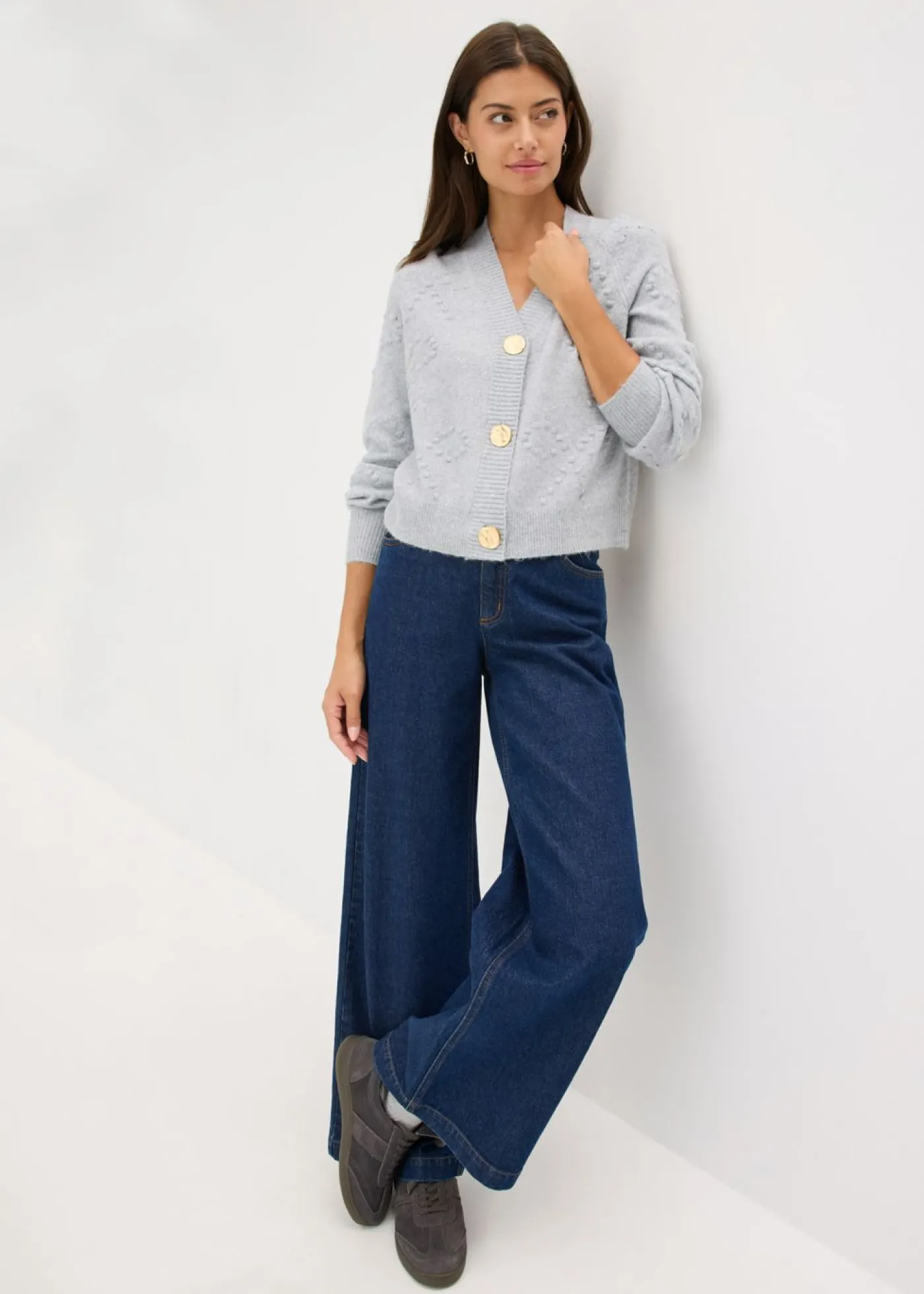 bonprix bonprix Jerséis|Ropa De Punto>Chaqueta de punto con textura gris claro jaspeado moteado