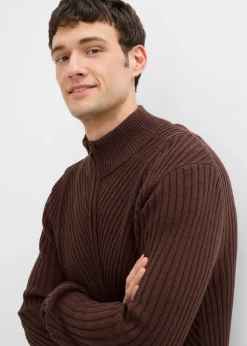 Hombre bonprix bonprix Chaqueta de punto de canalé de mezcla de algodón