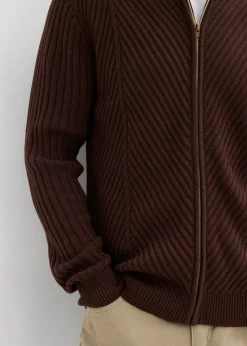 Hombre bonprix bonprix Chaqueta de punto de canalé de mezcla de algodón