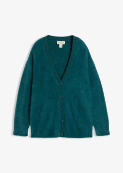 bonprix bonprix Esenciales|Jerséis>Chaqueta de punto de mezcla de viscosa Verde petróleo