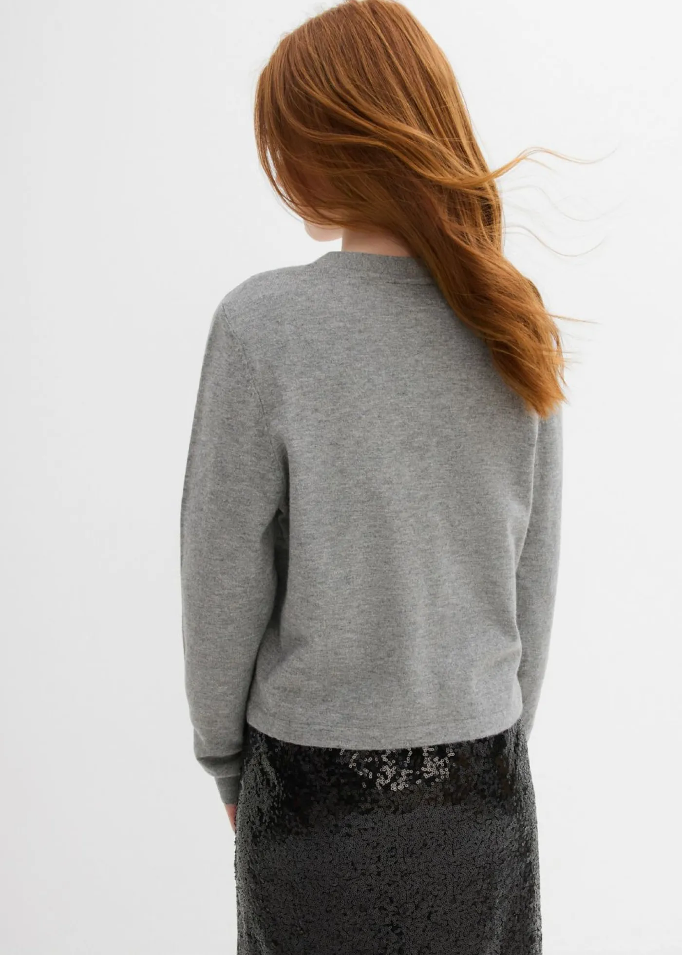 bonprix bonprix Ropa 9 A 16 Años·Sudaderas Y Jerséis>Chaqueta de punto de mezcla de viscosa suave Gris jaspeado