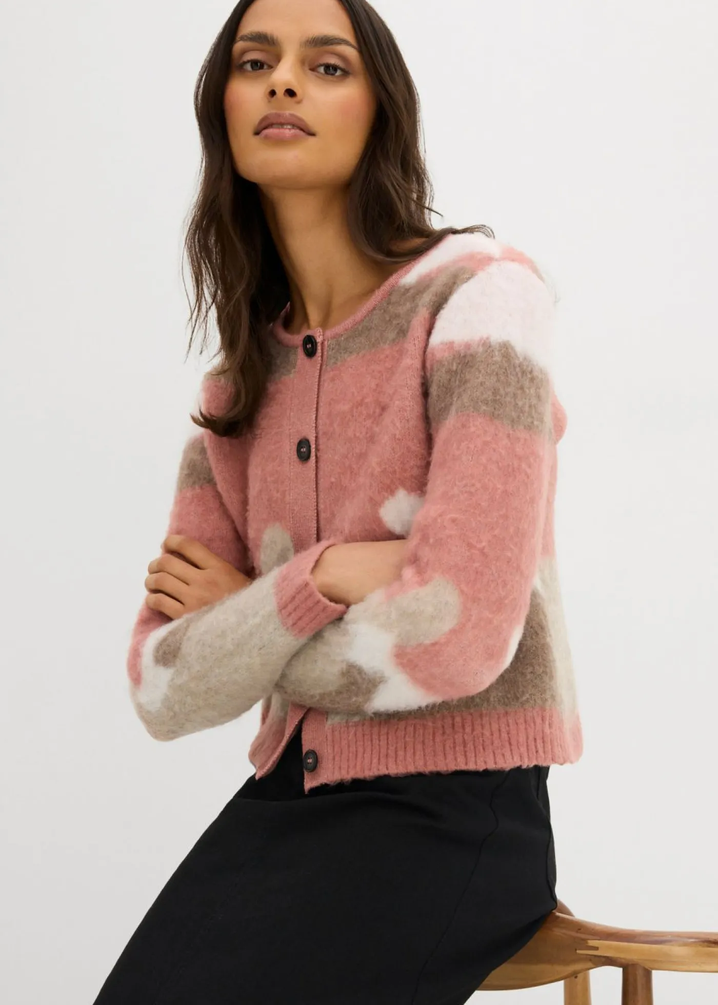 Mujer bonprix bonprix Chaqueta de punto estampada con botones