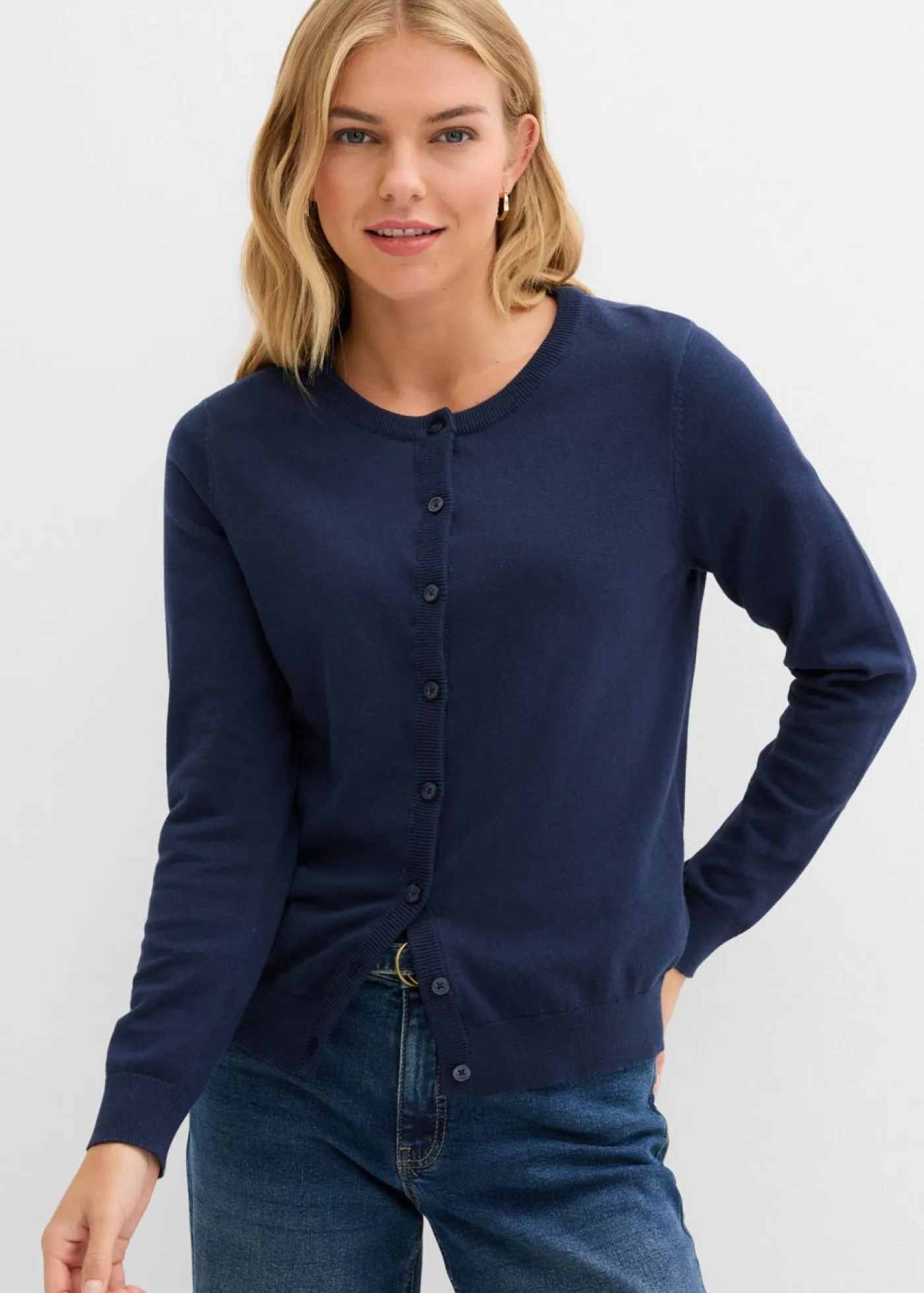 bonprix bonprix Básicos|Jerséis>Chaqueta de punto fino Azul marino