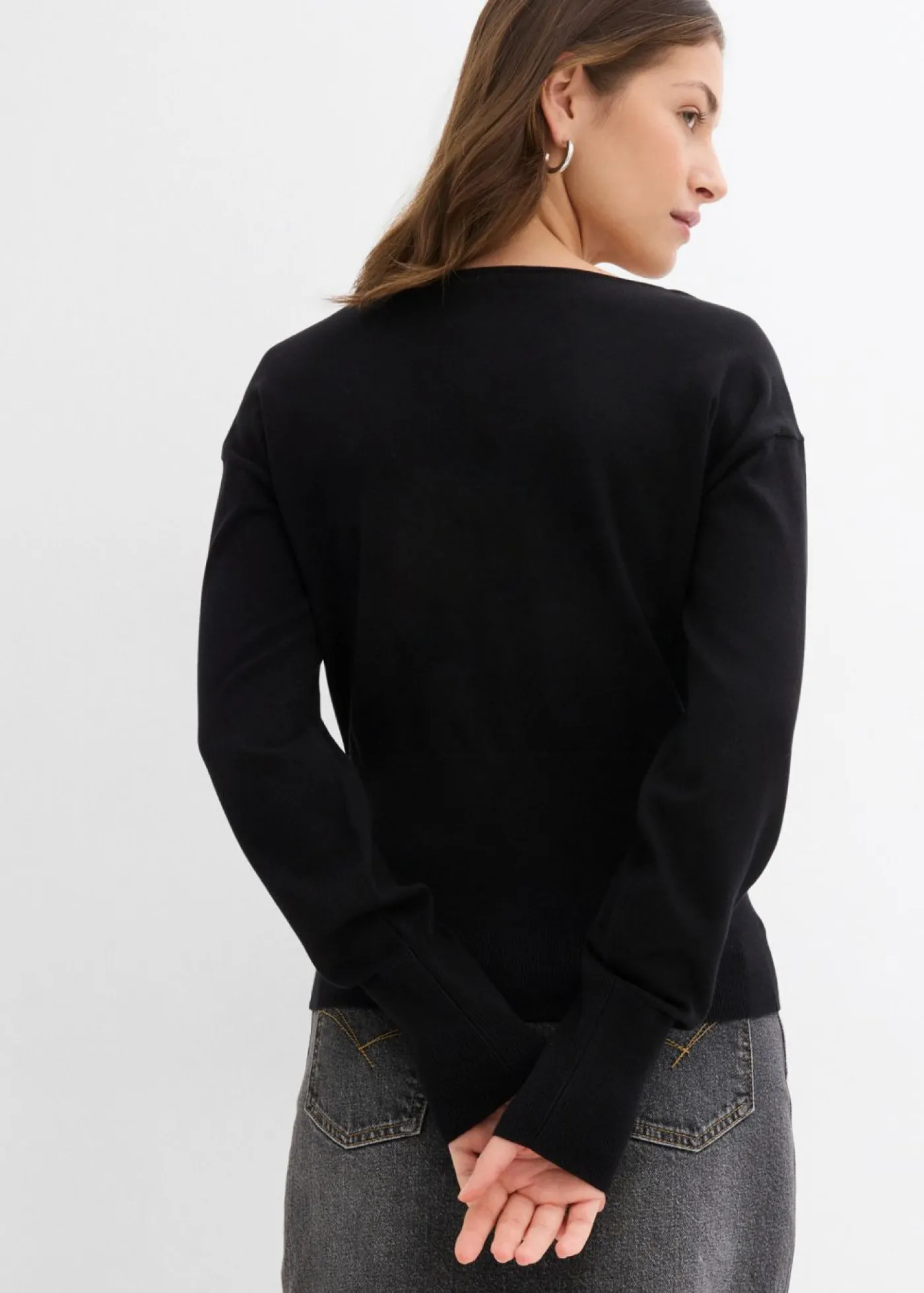 Mujer bonprix bonprix Chaqueta de punto fino con cuello redondo