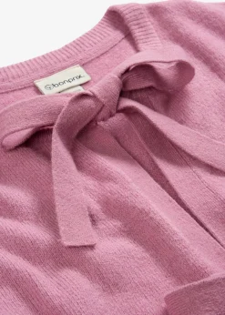 bonprix bonprix Jerséis|Novedades>Chaqueta de punto fino con lazo Malva