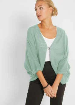 bonprix bonprix Jerséis|Novedades>Chaqueta de punto fino de algodón puro Verde pastel