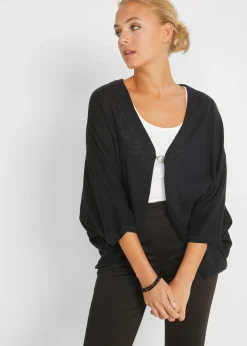 bonprix bonprix Jerséis|Novedades>Chaqueta de punto fino de algodón puro Negro