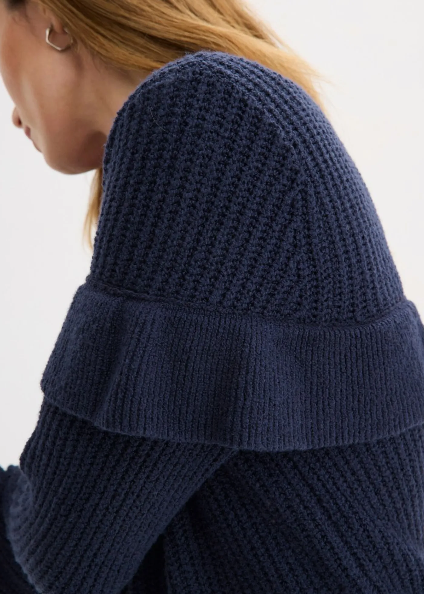 bonprix bonprix Jerséis|Ropa De Punto>Chaqueta de punto fino de mezcla de algodón Azul marino