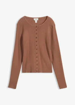 bonprix bonprix Jerséis|Novedades>Chaqueta de punto fino de mezcla de viscosa suave Marrón castaño