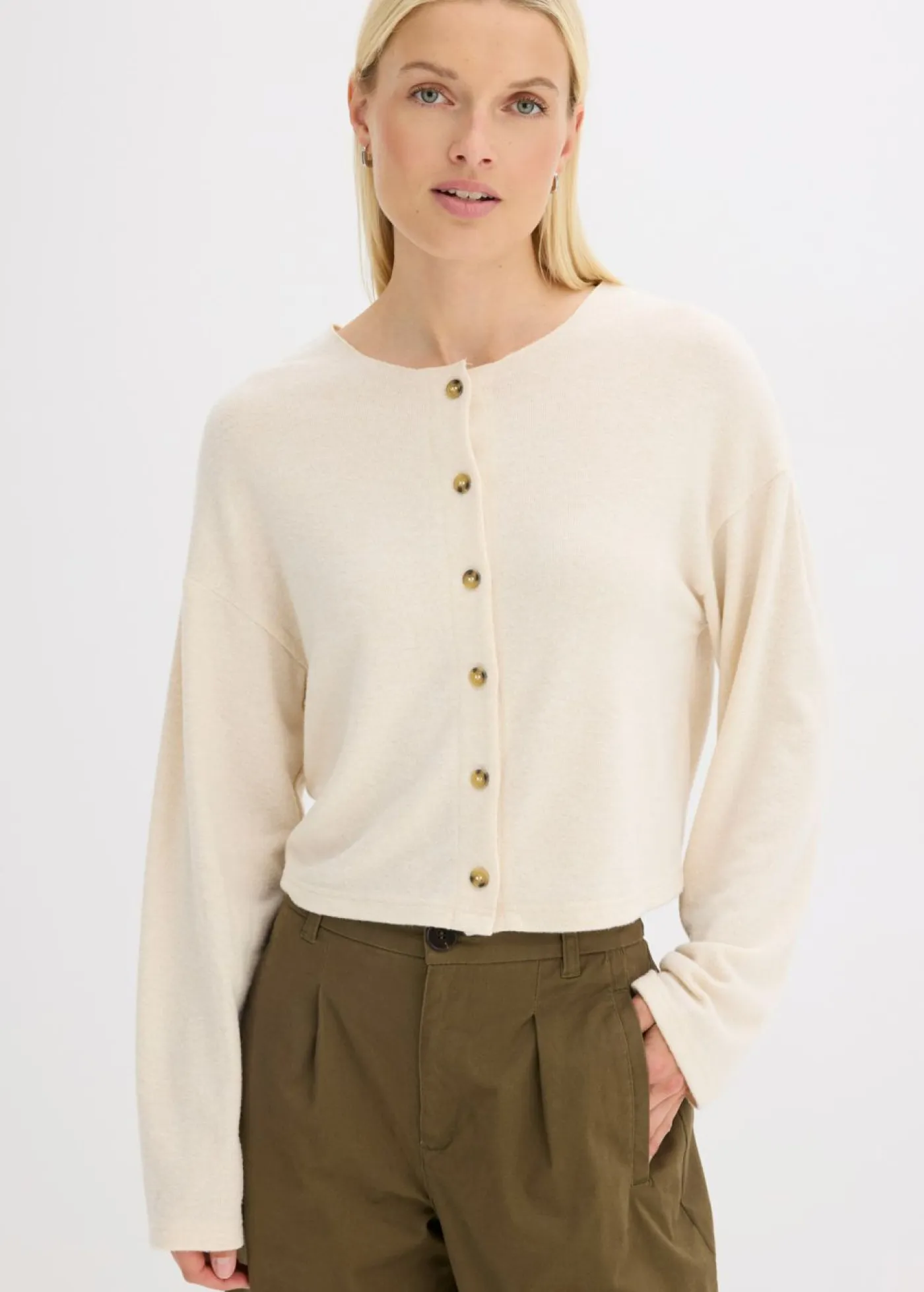 Mujer bonprix bonprix Chaqueta de punto fino de canalé