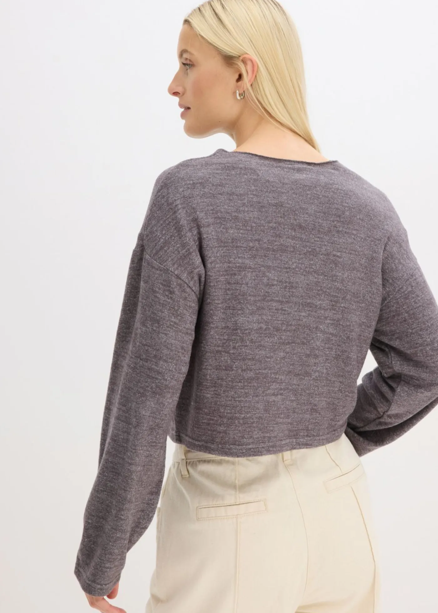 bonprix bonprix Jerséis|Ropa De Punto>Chaqueta de punto fino de canalé pizarra moteado