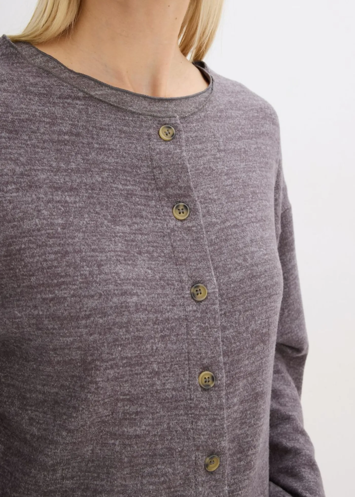 bonprix bonprix Jerséis|Ropa De Punto>Chaqueta de punto fino de canalé pizarra moteado