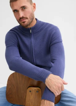 Hombre bonprix bonprix Chaqueta de punto fino de algodón puro