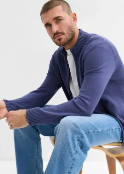 Hombre bonprix bonprix Chaqueta de punto fino de algodón puro