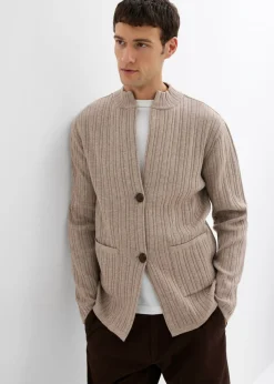 Hombre bonprix bonprix Chaqueta de punto fino de canalé