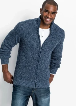 Hombre bonprix bonprix Chaqueta de punto grueso con capucha de suave mezcla de algodón