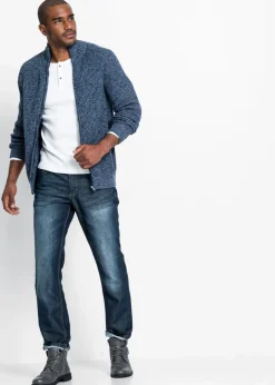 Hombre bonprix bonprix Chaqueta de punto grueso con capucha de suave mezcla de algodón