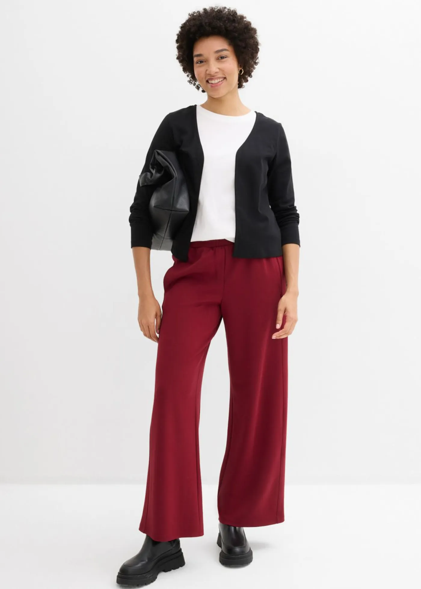 bonprix bonprix Básicos|Camisetas>Chaqueta de punto grueso de algodón orgánico puro Negro