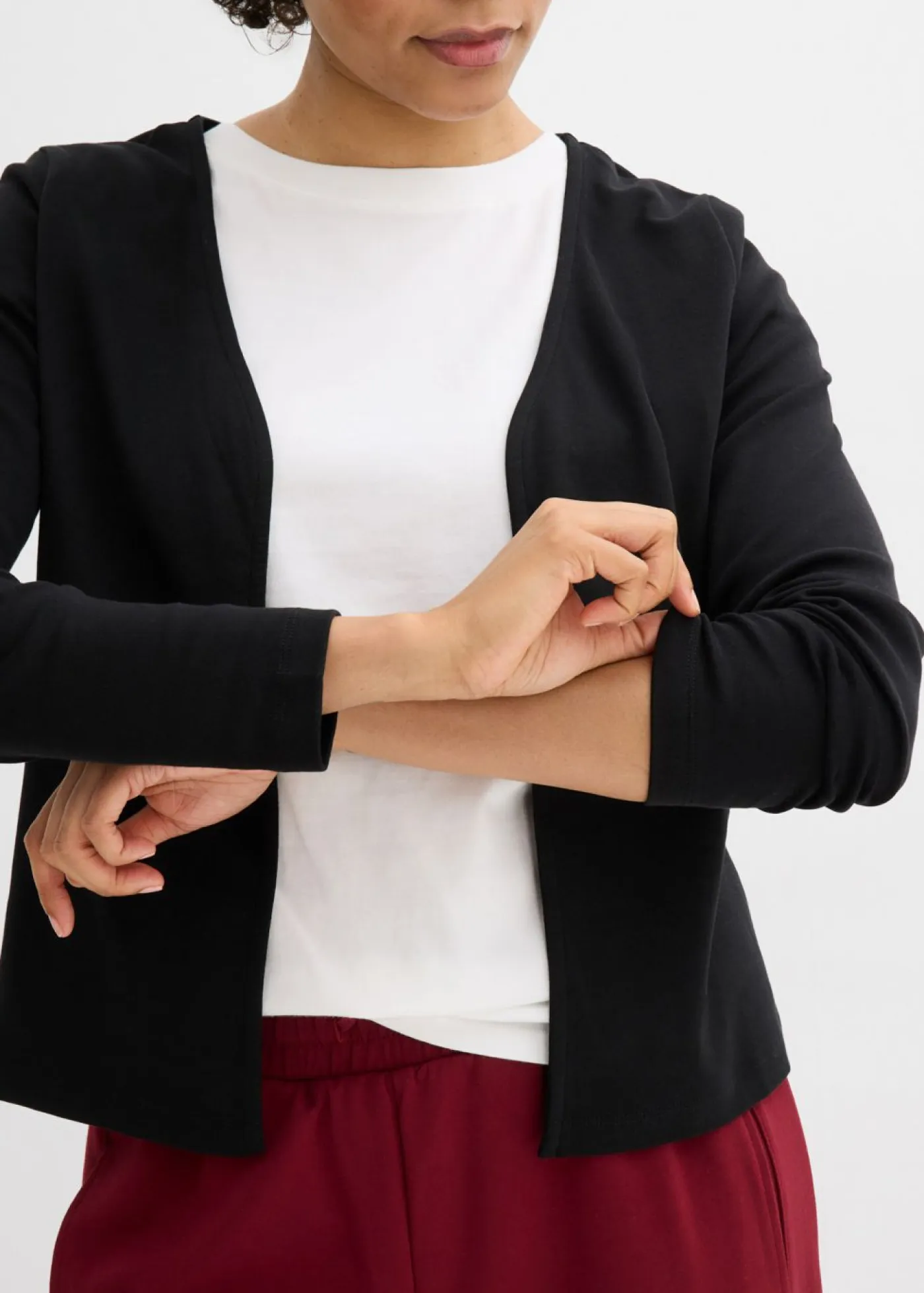 bonprix bonprix Básicos|Camisetas>Chaqueta de punto grueso de algodón orgánico puro Negro