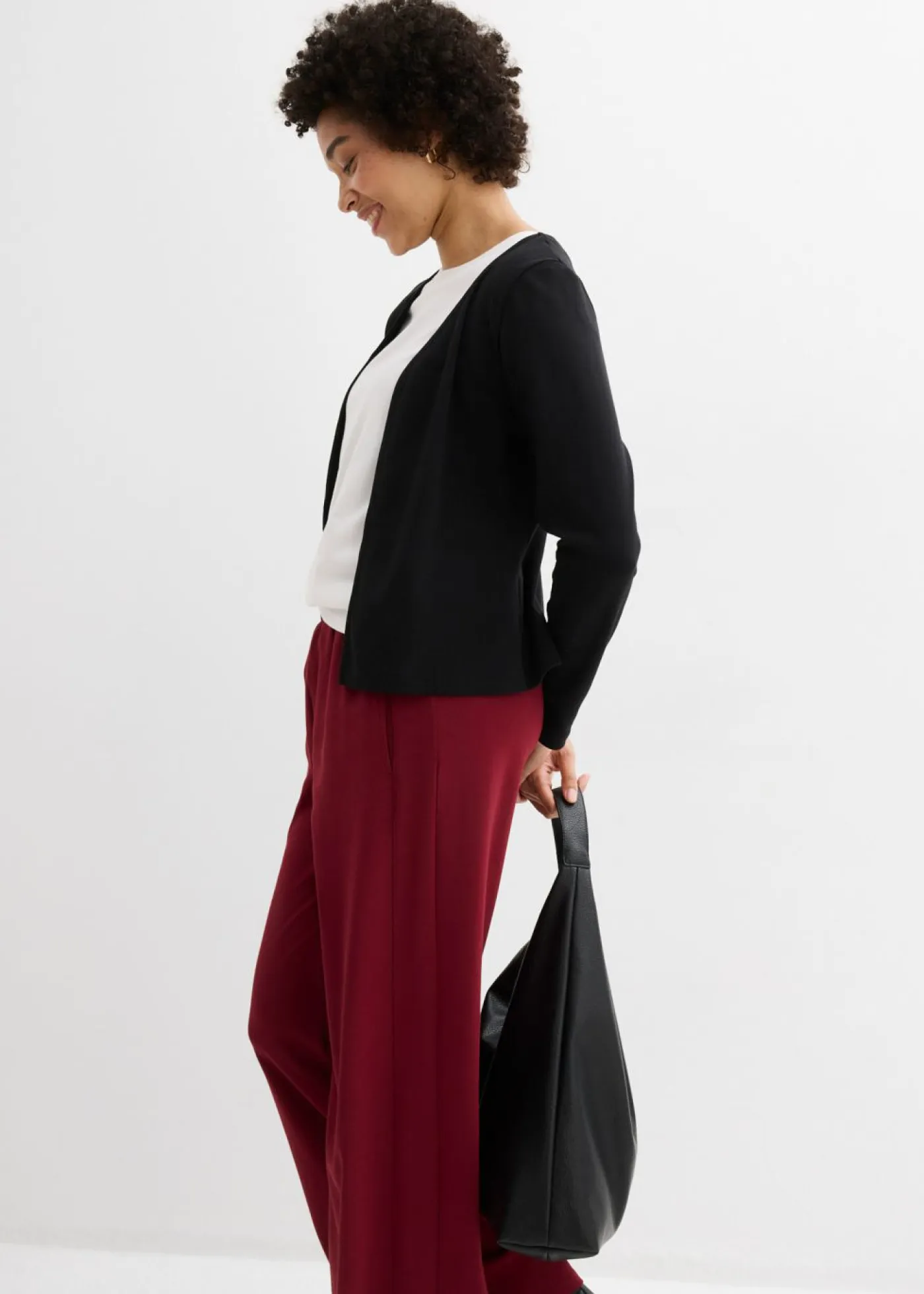 bonprix bonprix Básicos|Camisetas>Chaqueta de punto grueso de algodón orgánico puro Negro