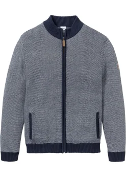 bonprix bonprix Jerséis Y Cárdigans>Chaqueta de punto grueso de algodón puro Azul marino jaspeado