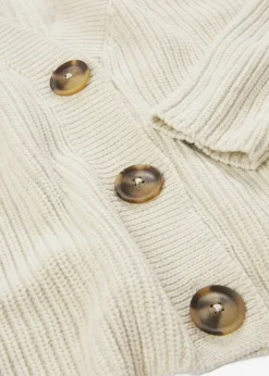 bonprix bonprix Jerséis|Ropa De Punto>Chaqueta de punto grueso de algodón puro blanco lana moteado