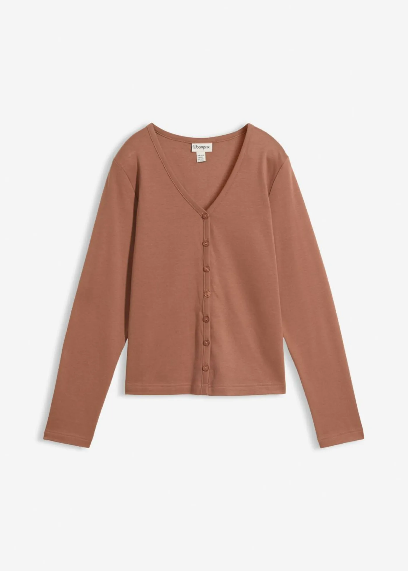 bonprix bonprix Básicos|Camisetas>Chaqueta de punto grueso de algodón orgánico puro Marrón castaño