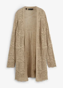 bonprix bonprix Jerséis|Ropa De Punto>Chaqueta de punto larga Beige