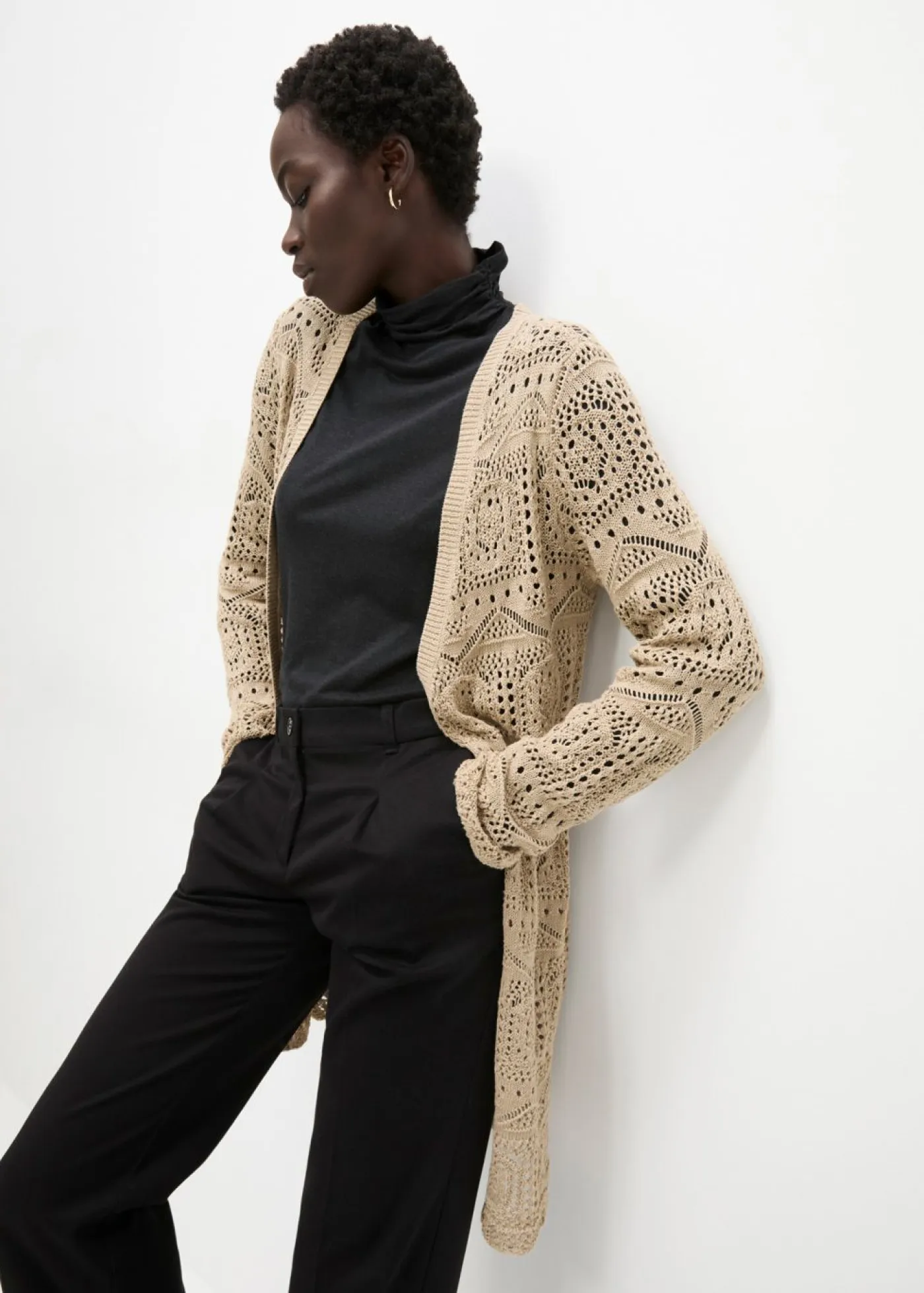 bonprix bonprix Jerséis|Ropa De Punto>Chaqueta de punto larga Beige