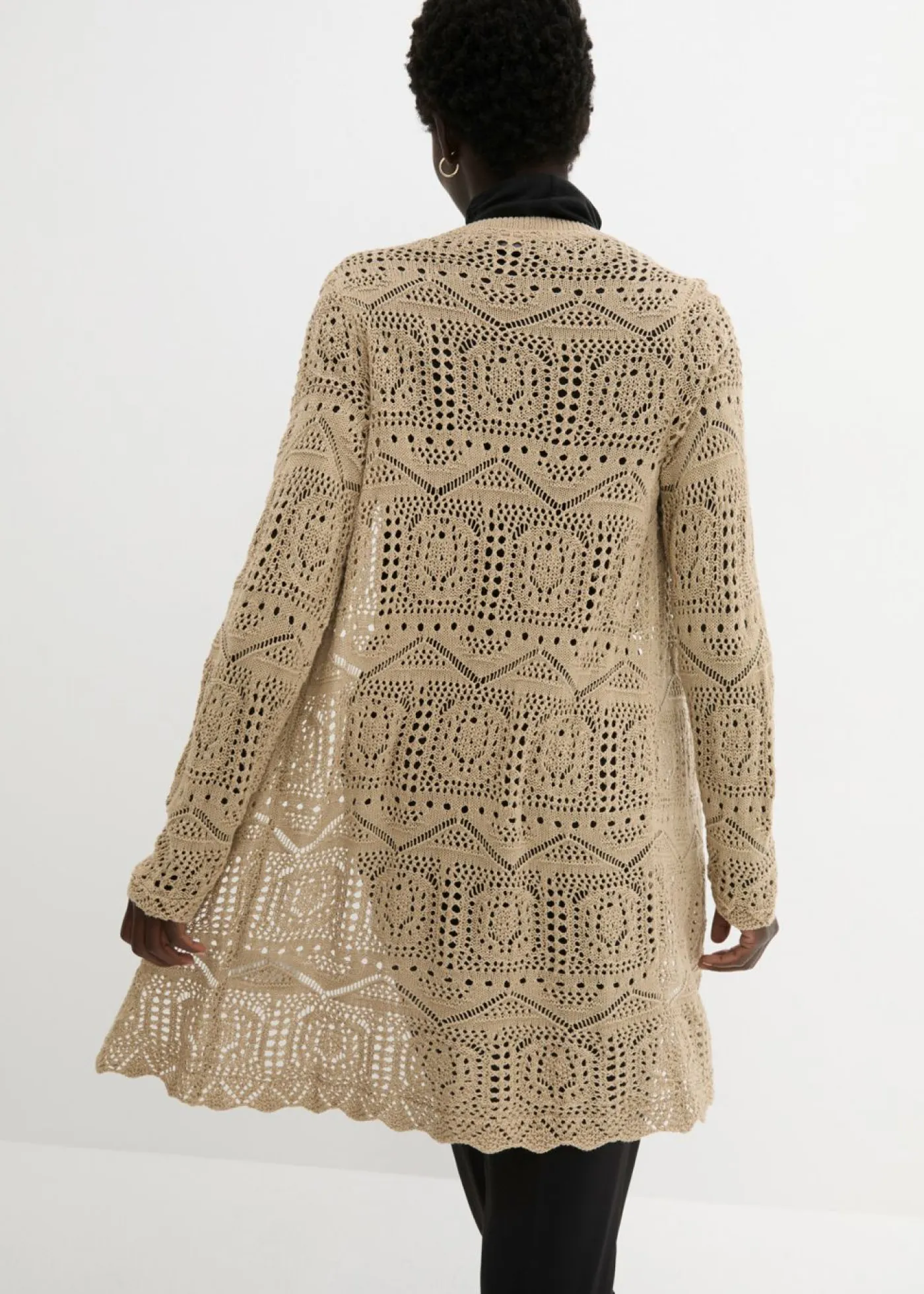 bonprix bonprix Jerséis|Ropa De Punto>Chaqueta de punto larga Beige